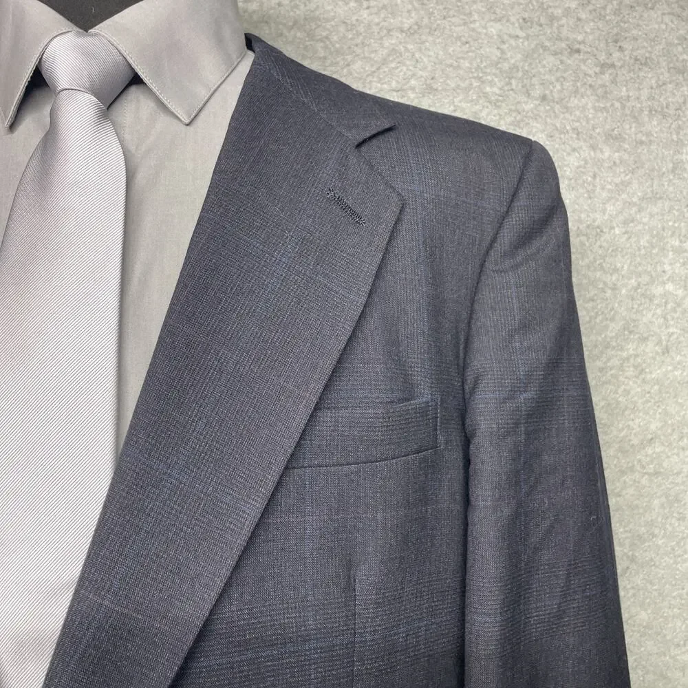 Kuppenheimer Premier Edition Wool Blue Windowpane Sport Coat Blazer Fits Men 44R